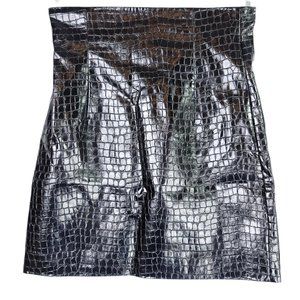 Zara black croc skin mini skirt XS